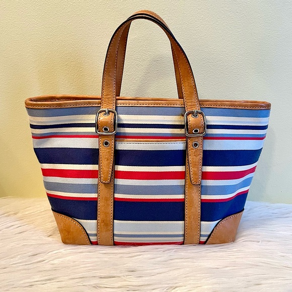 Coach Vintage Hampton Nautical Multicolored Stripe Mini Tote Bag - Picture 1 of 11